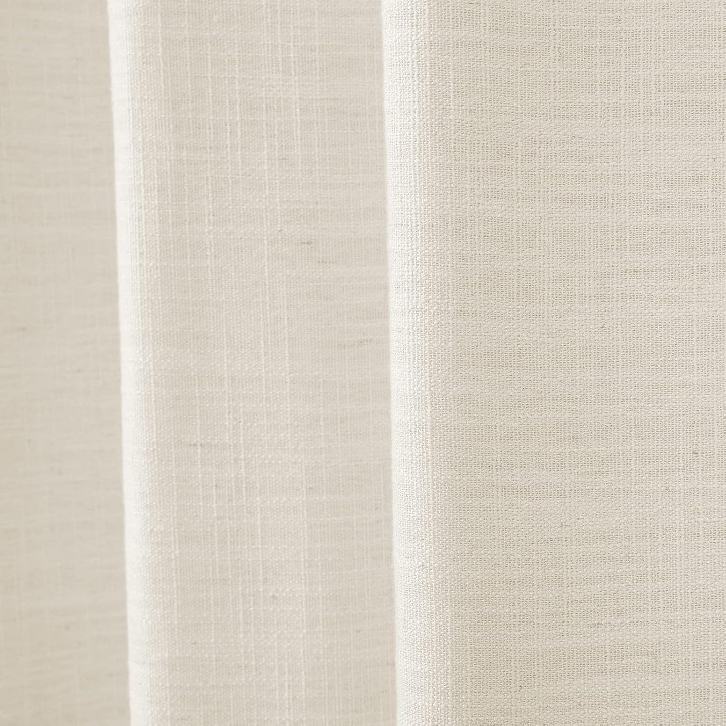Polyester Linen Blackout Ivory Curtain for Living Room Thermal Insulated Drape with Pinch Pleat and Back Tab Top Window Treatment Curtain