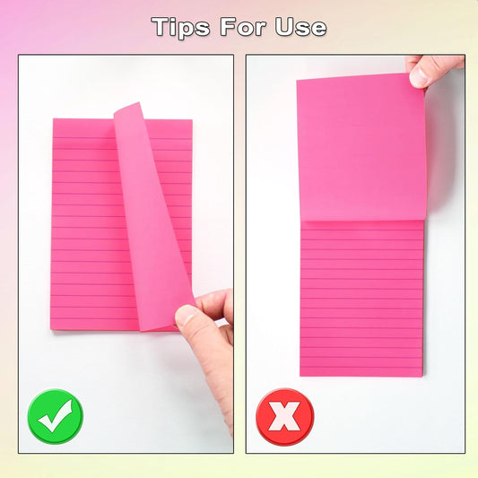 9-Pack 4x6 in Lined Sticky Notes, Bright Colorful Pads with 35 Sheets Each, Strong Adhesive for Office & Home