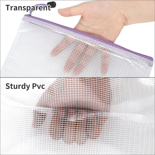 30pcs Mesh Zipper Pouch Bags, 8 Sizes Plastic Zipper Bags, 8 Colors Waterproof Zipper Pouches for Organization, Multipurpose for Travel, School Supplies, Office Appliances and Home Organization